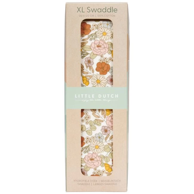 Little Dutch Swaddle / Hydrofiele Doek Vintage Flowers 4 Little Dutch Swaddle / Hydrofiele Doek Vintage Flowers - Afbeelding 2